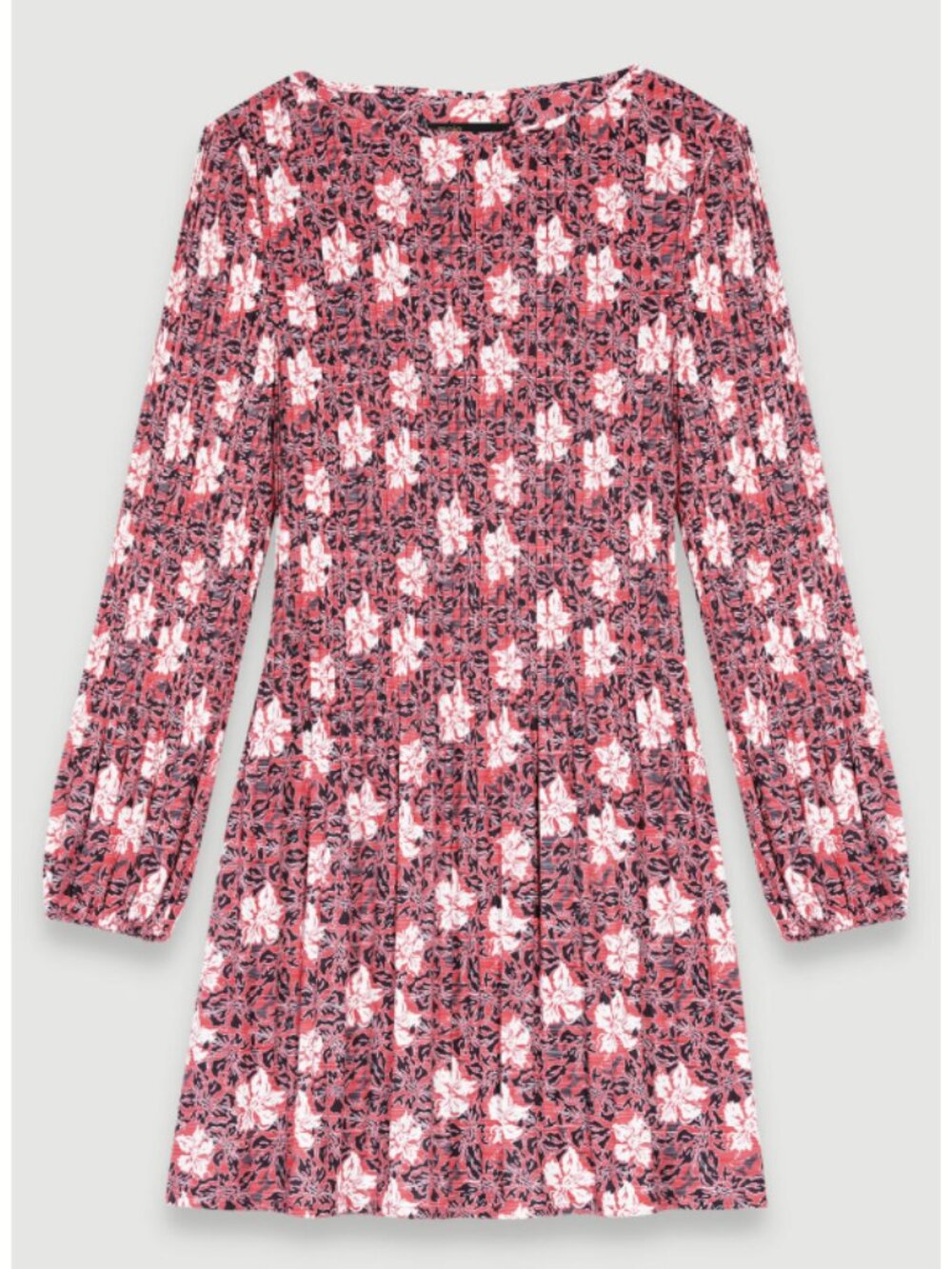 MAJE Rockana Floral Plisse Crepe Mini Dress Small Retro Mod 70s Cottagecore